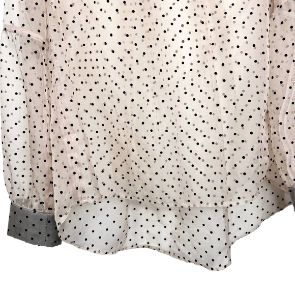Katharine Kidd Bianca Top Semi-Sheer Chiffon Blouse Nude Tan & Black Polka Dot - Picture 10 of 16
